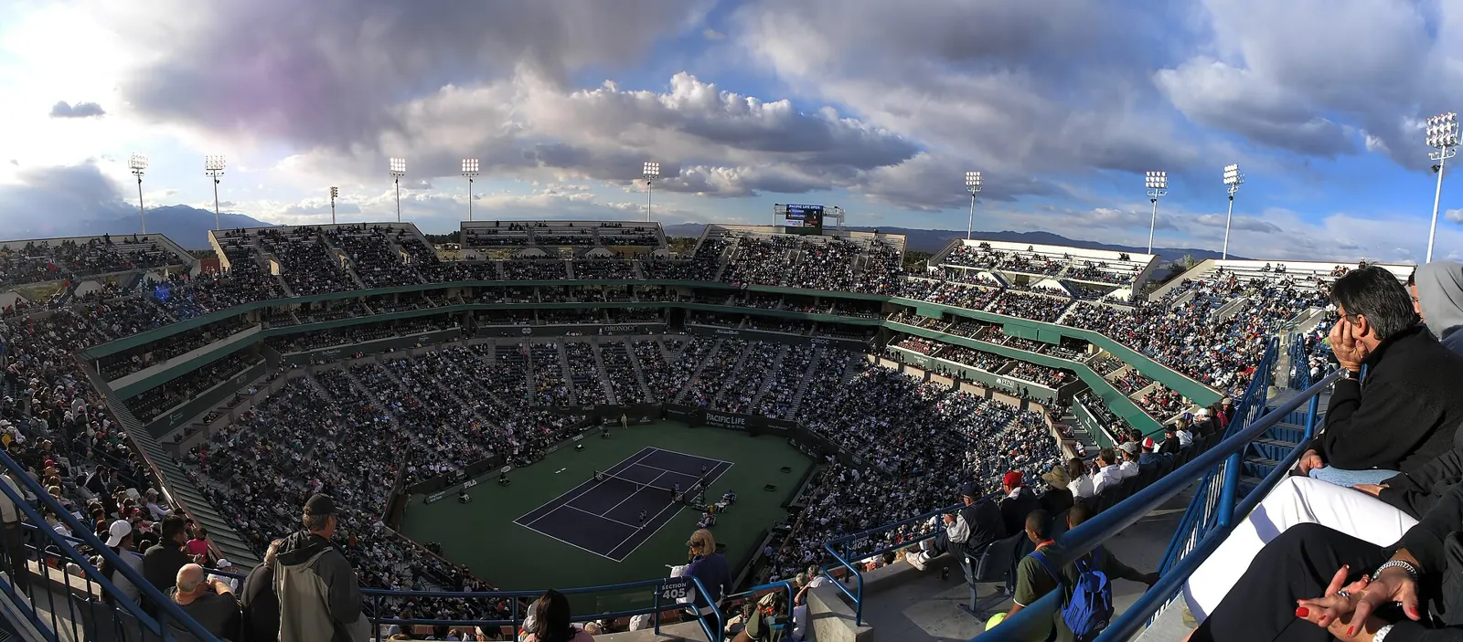 Stadium 1 at the Indian Wells Tennis Garden during a match