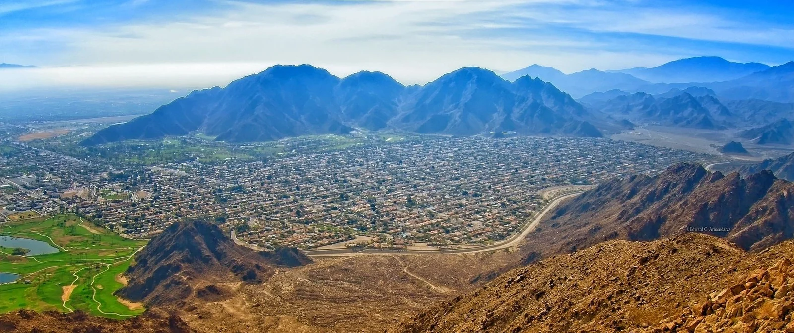 La Quinta Cove homes and surrounding mountains viewed from the hillside